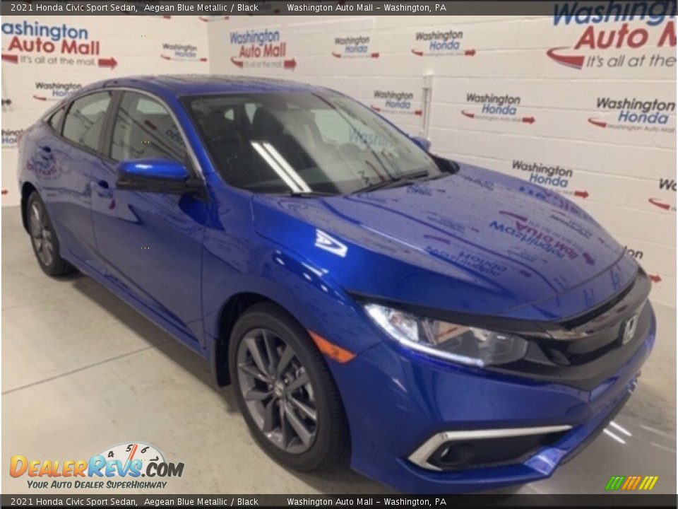 2021 Honda Civic Sport Sedan Aegean Blue Metallic / Black Photo #2