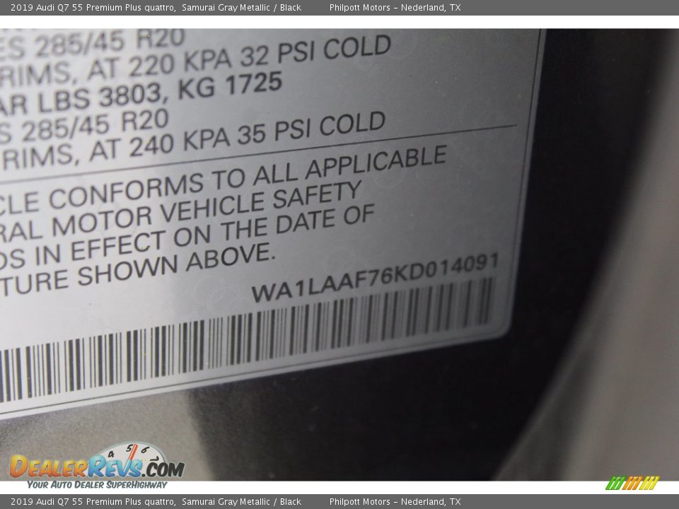 2019 Audi Q7 55 Premium Plus quattro Samurai Gray Metallic / Black Photo #29