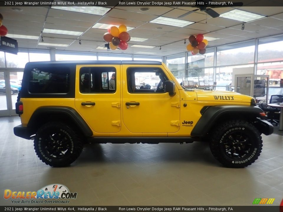 2021 Jeep Wrangler Unlimited Willys 4x4 Hellayella / Black Photo #4