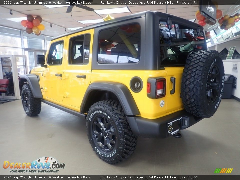 2021 Jeep Wrangler Unlimited Willys 4x4 Hellayella / Black Photo #8