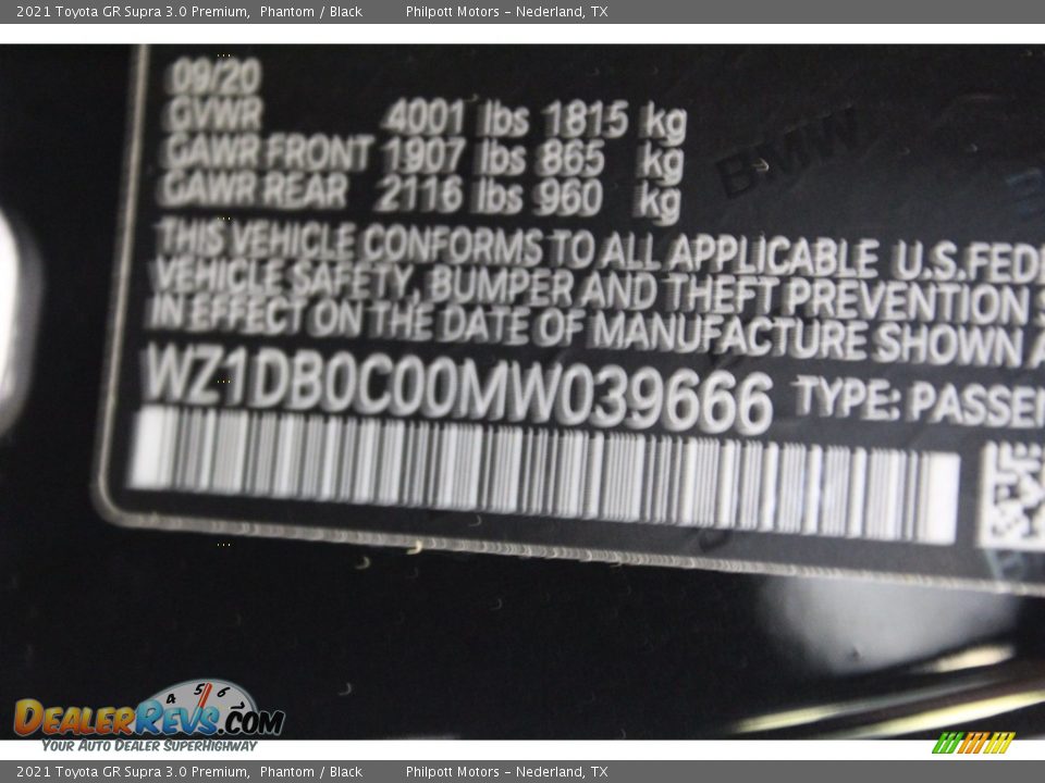 2021 Toyota GR Supra 3.0 Premium Phantom / Black Photo #20