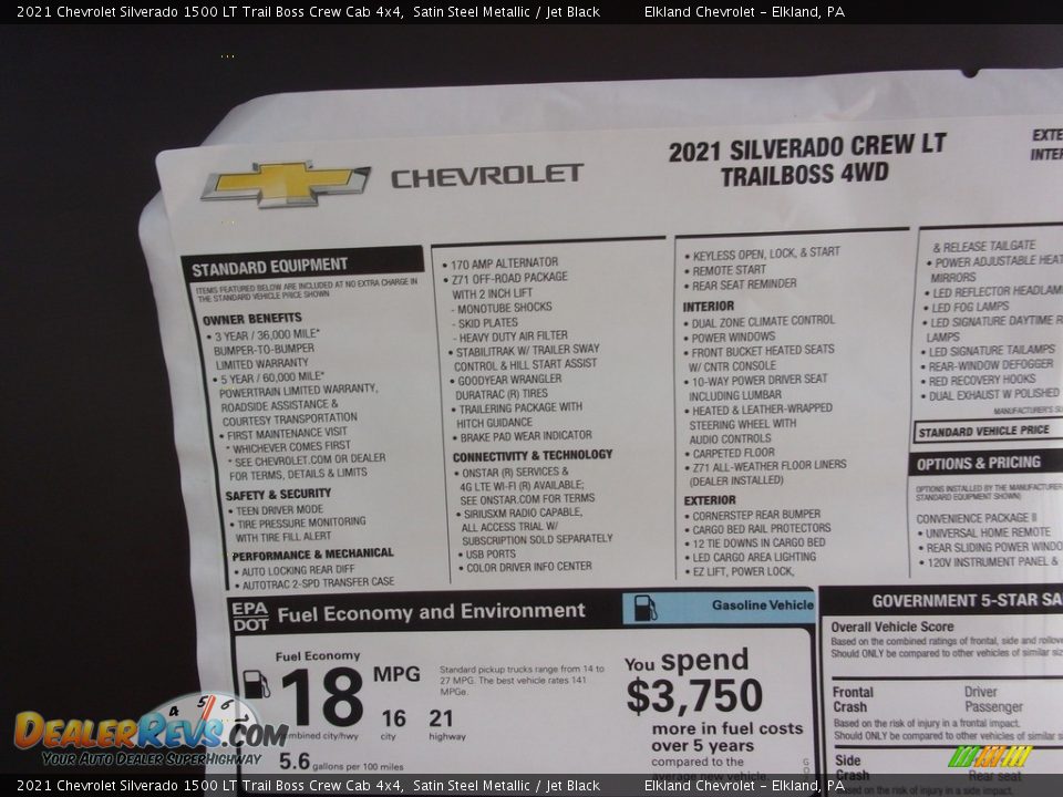 2021 Chevrolet Silverado 1500 LT Trail Boss Crew Cab 4x4 Satin Steel Metallic / Jet Black Photo #35