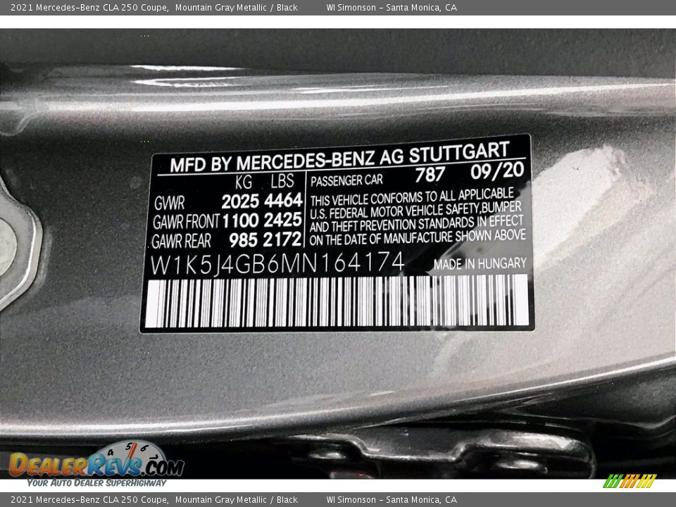 2021 Mercedes-Benz CLA 250 Coupe Mountain Gray Metallic / Black Photo #11