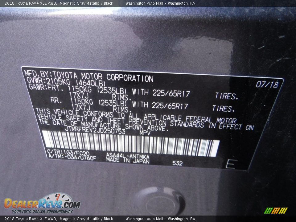 2018 Toyota RAV4 XLE AWD Magnetic Gray Metallic / Black Photo #29