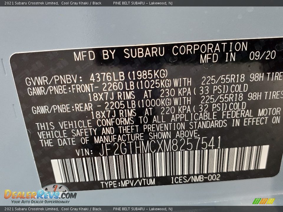 2021 Subaru Crosstrek Limited Cool Gray Khaki / Black Photo #13