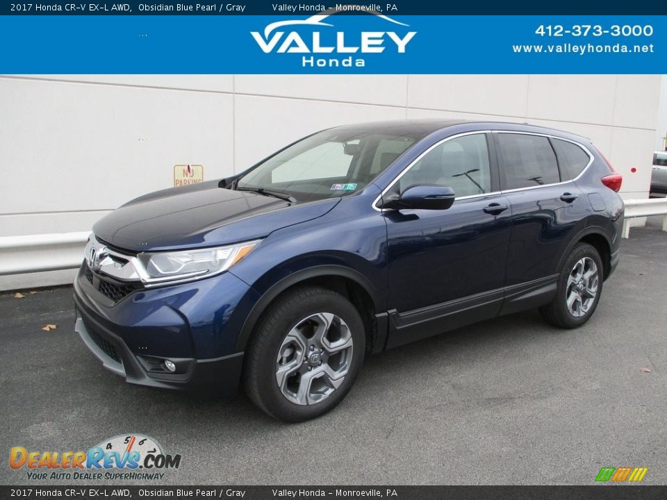 2017 Honda CR-V EX-L AWD Obsidian Blue Pearl / Gray Photo #1