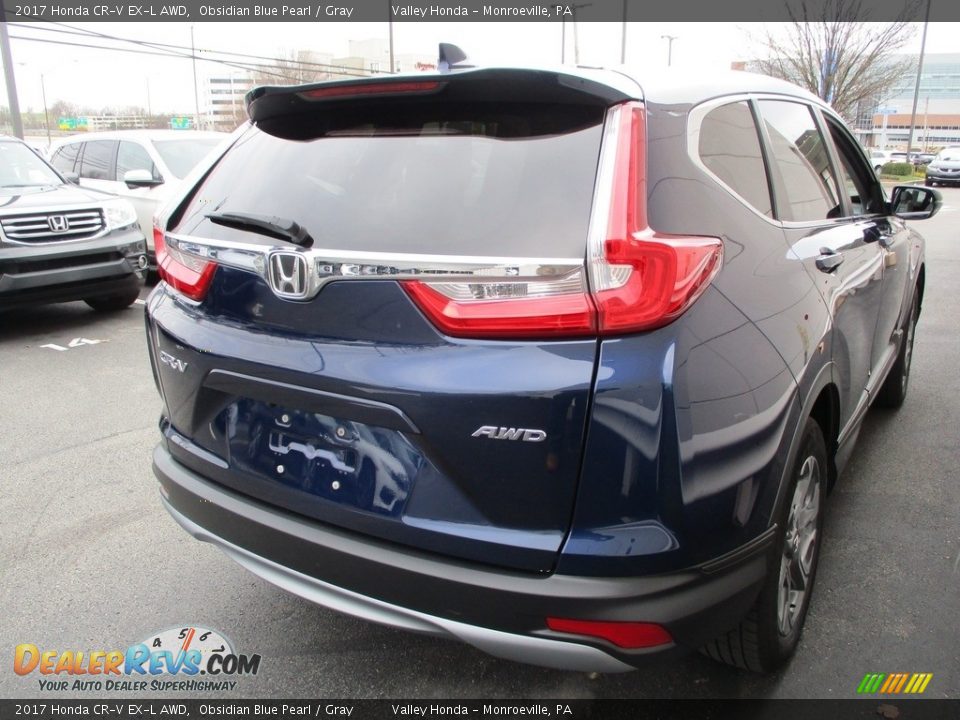 2017 Honda CR-V EX-L AWD Obsidian Blue Pearl / Gray Photo #5