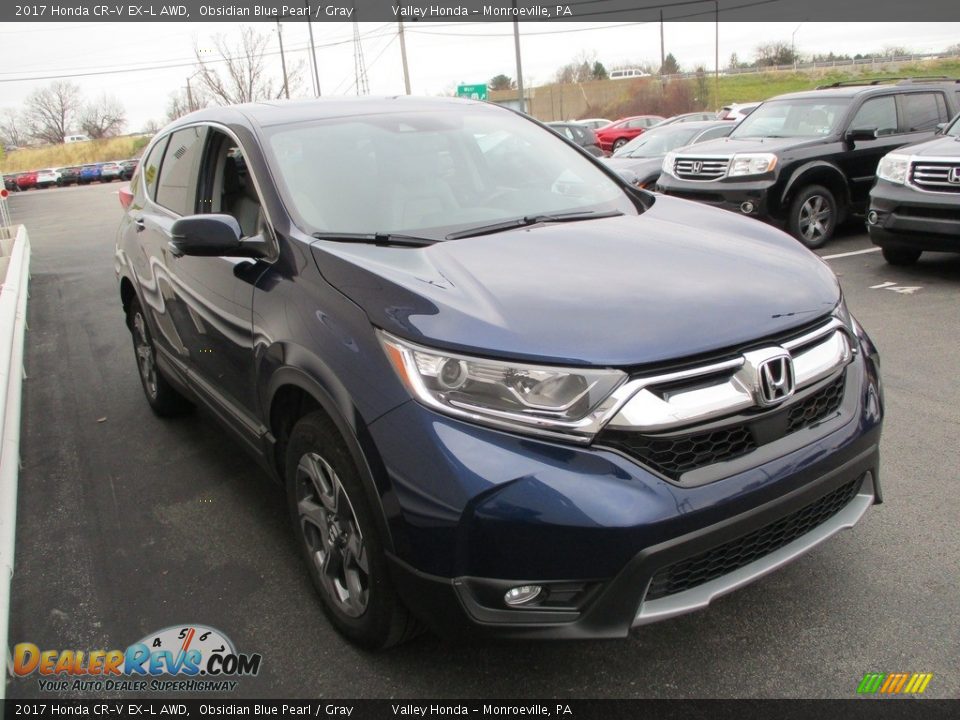 2017 Honda CR-V EX-L AWD Obsidian Blue Pearl / Gray Photo #7