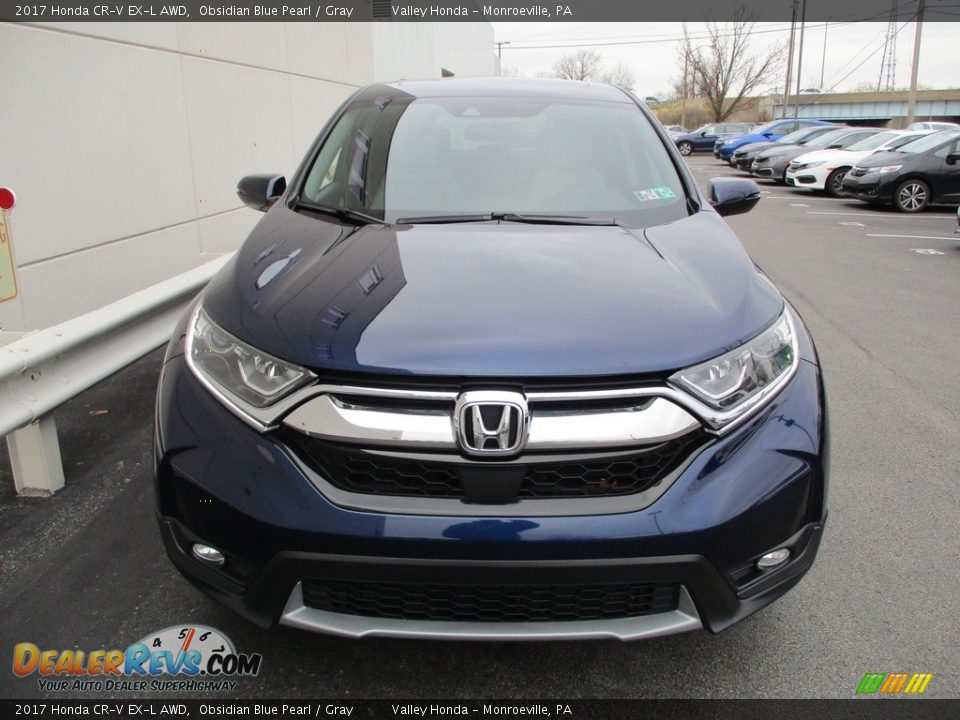 2017 Honda CR-V EX-L AWD Obsidian Blue Pearl / Gray Photo #8