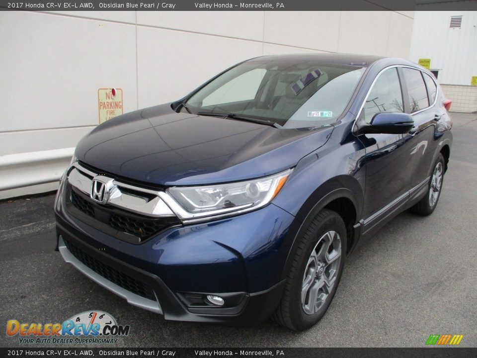 2017 Honda CR-V EX-L AWD Obsidian Blue Pearl / Gray Photo #9