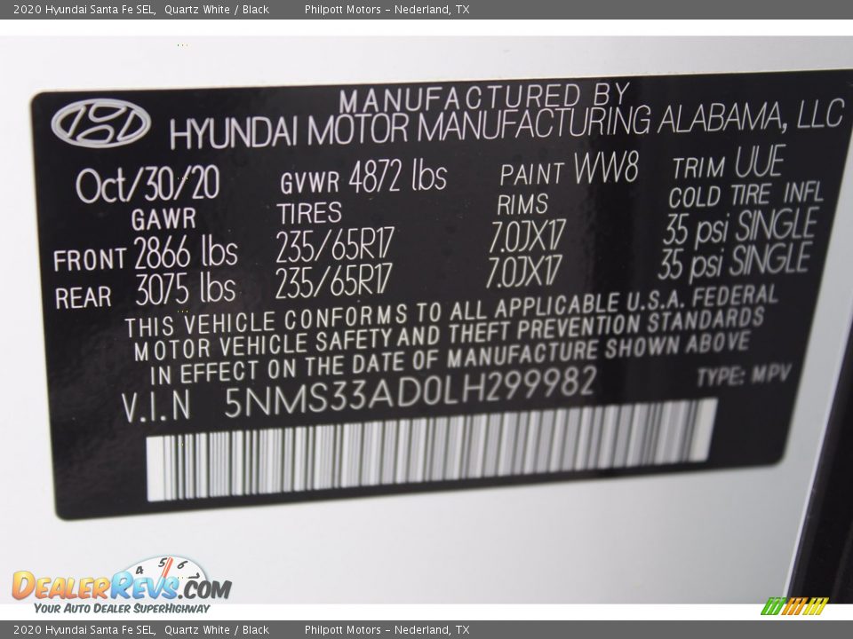 2020 Hyundai Santa Fe SEL Quartz White / Black Photo #24