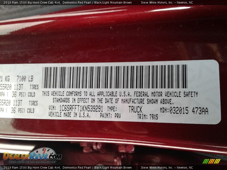 2019 Ram 1500 Big Horn Crew Cab 4x4 Delmonico Red Pearl / Black/Light Mountain Brown Photo #31