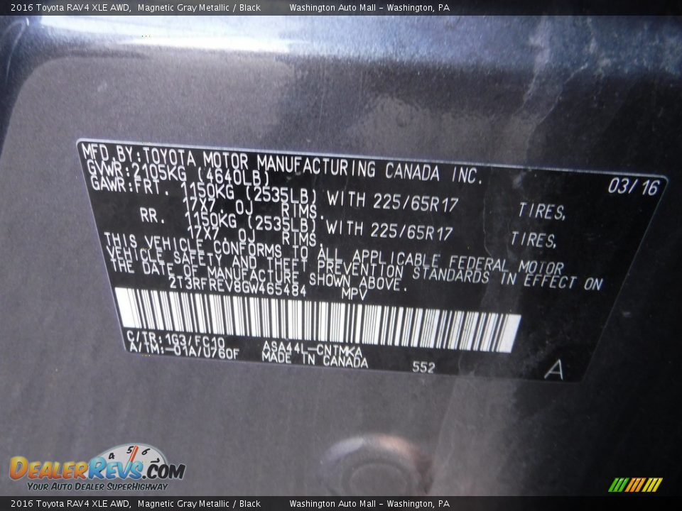 2016 Toyota RAV4 XLE AWD Magnetic Gray Metallic / Black Photo #29