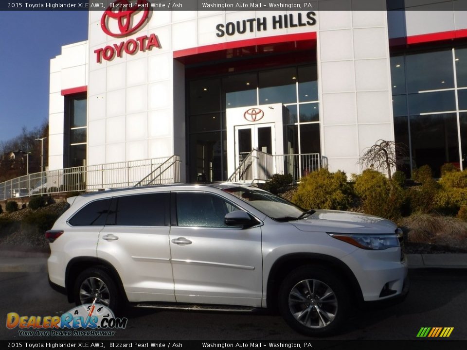 2015 Toyota Highlander XLE AWD Blizzard Pearl White / Ash Photo #2