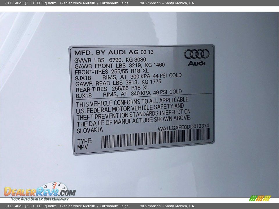 2013 Audi Q7 3.0 TFSI quattro Glacier White Metallic / Cardamom Beige Photo #33