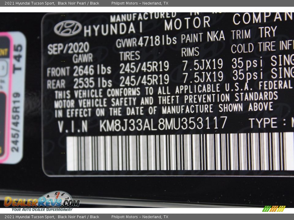 2021 Hyundai Tucson Sport Black Noir Pearl / Black Photo #25