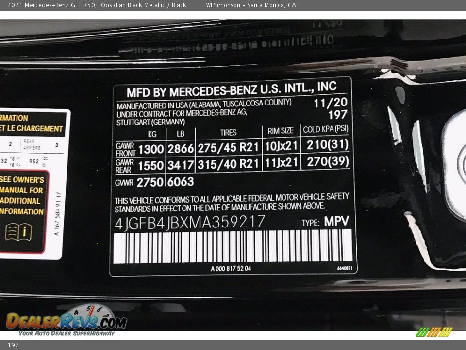 Mercedes-Benz Color Code 197 Obsidian Black Metallic