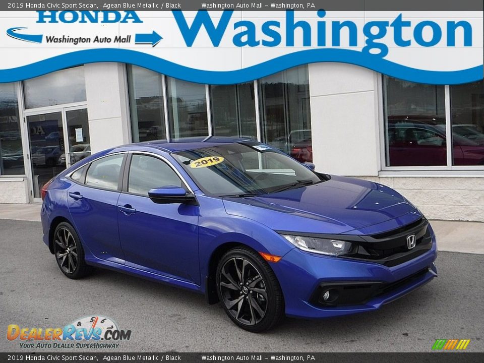 2019 Honda Civic Sport Sedan Agean Blue Metallic / Black Photo #1