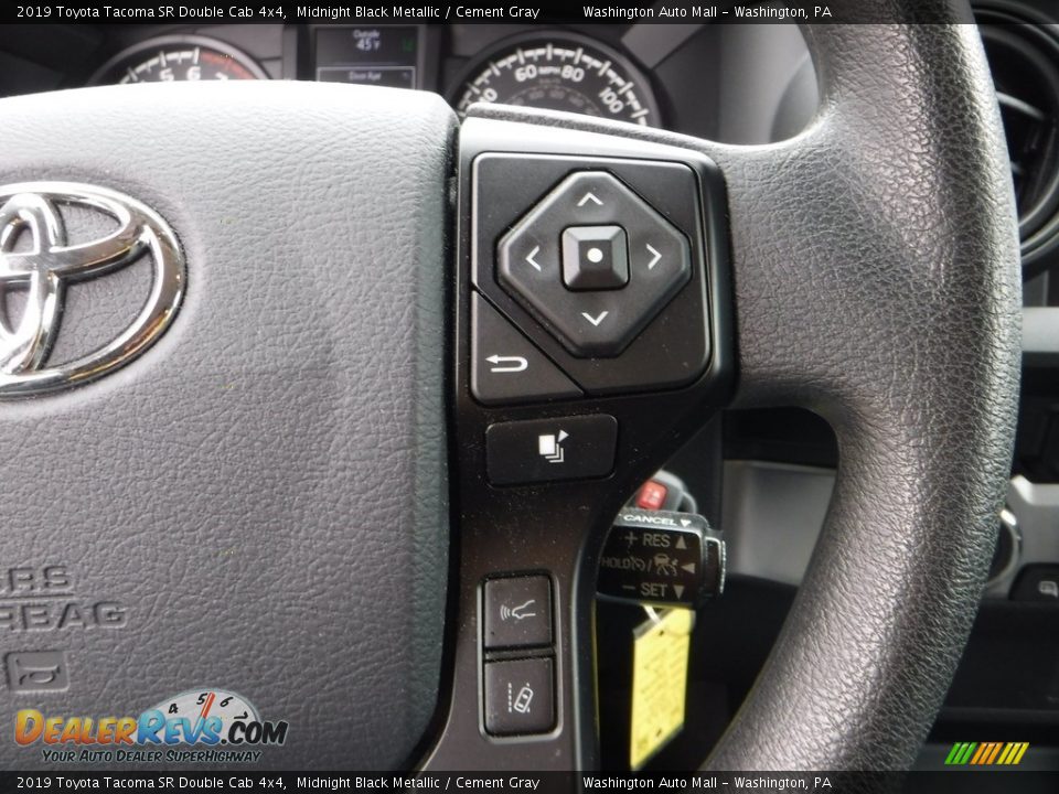 2019 Toyota Tacoma SR Double Cab 4x4 Midnight Black Metallic / Cement Gray Photo #7