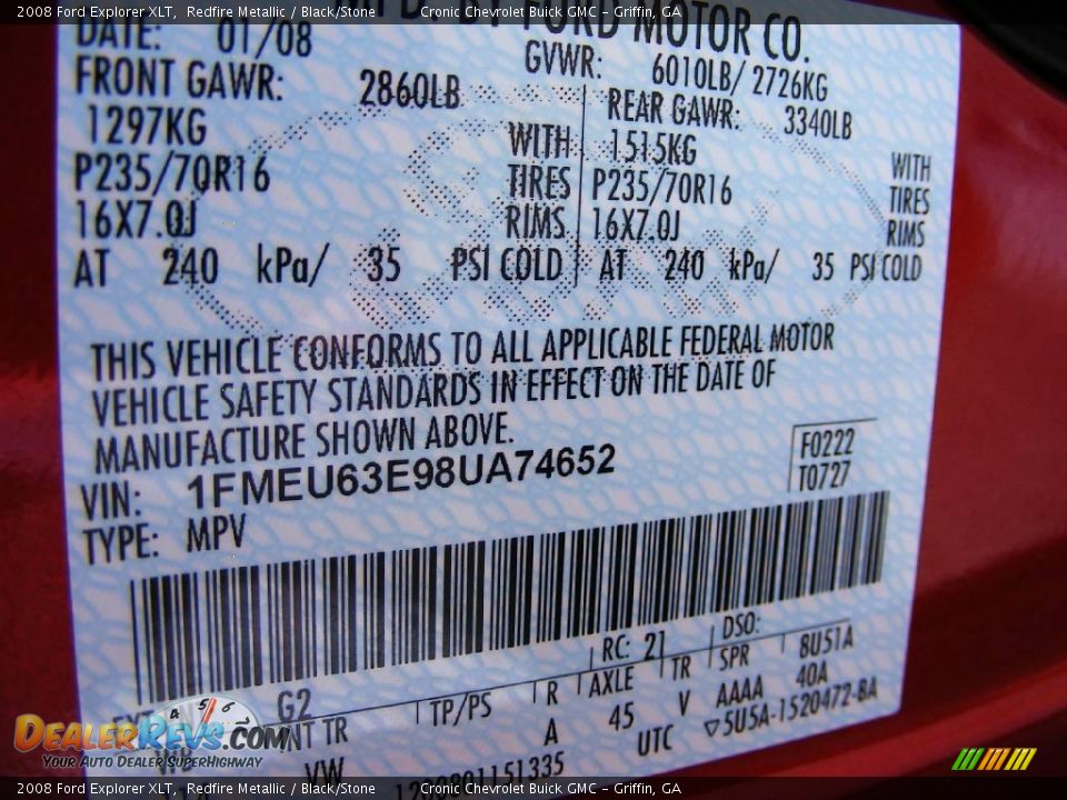 2008 Ford Explorer XLT Redfire Metallic / Black/Stone Photo #30