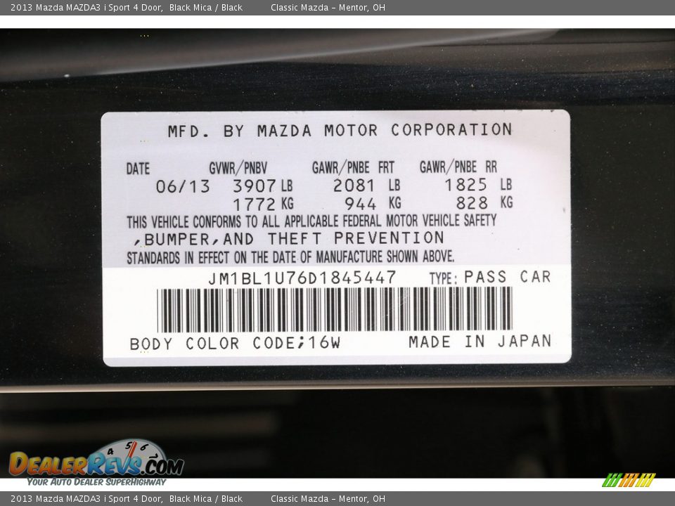 2013 Mazda MAZDA3 i Sport 4 Door Black Mica / Black Photo #19