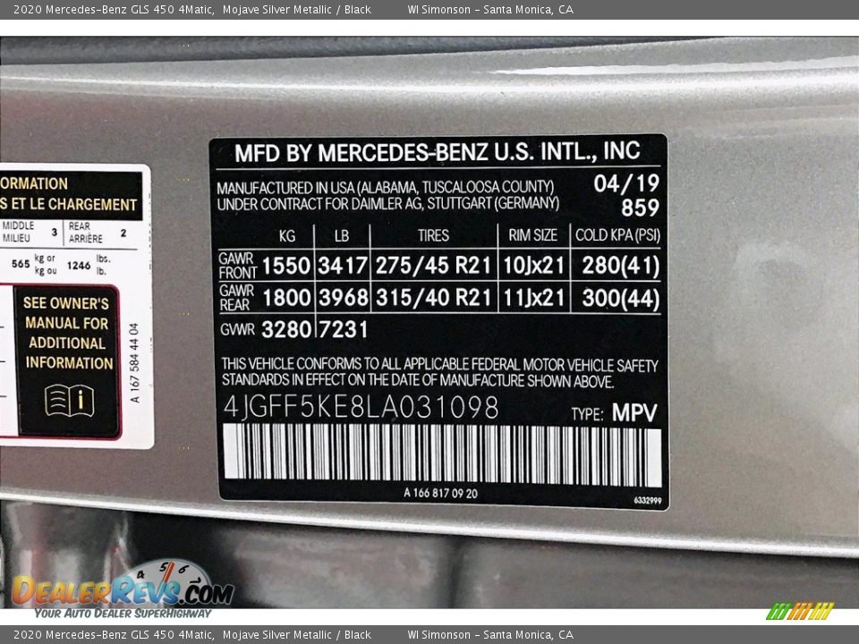 2020 Mercedes-Benz GLS 450 4Matic Mojave Silver Metallic / Black Photo #11