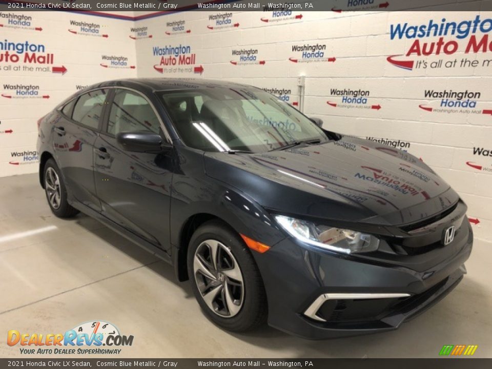 2021 Honda Civic LX Sedan Cosmic Blue Metallic / Gray Photo #2