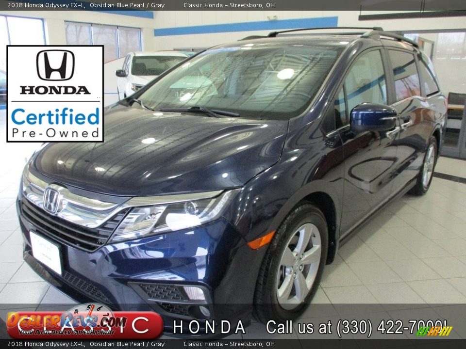 2018 Honda Odyssey EX-L Obsidian Blue Pearl / Gray Photo #1