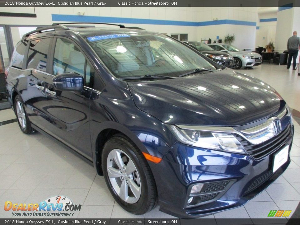 2018 Honda Odyssey EX-L Obsidian Blue Pearl / Gray Photo #3