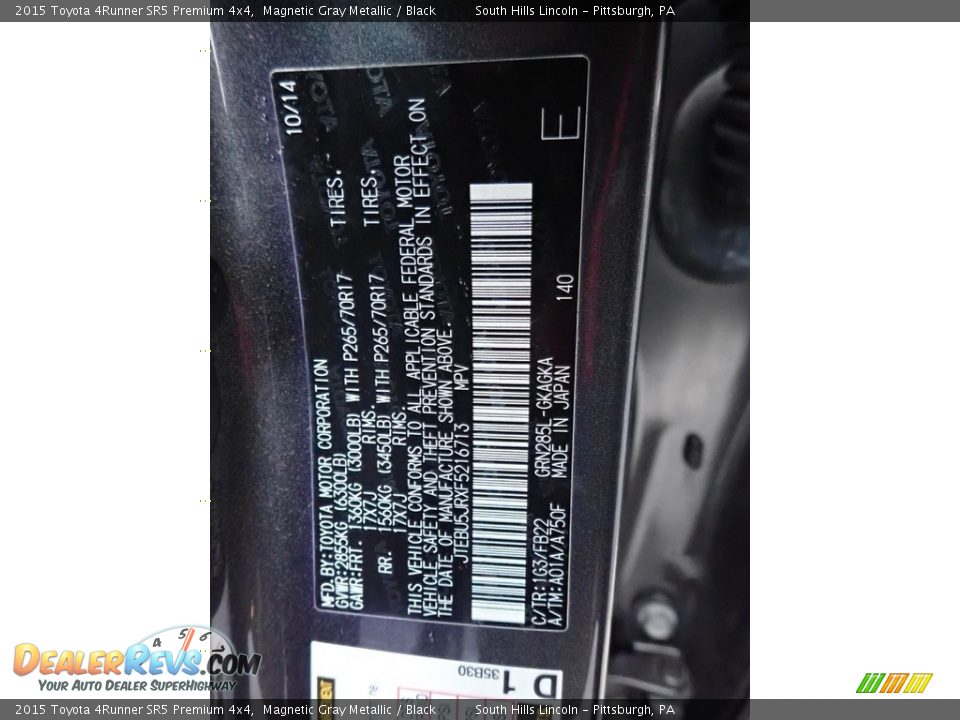 2015 Toyota 4Runner SR5 Premium 4x4 Magnetic Gray Metallic / Black Photo #23