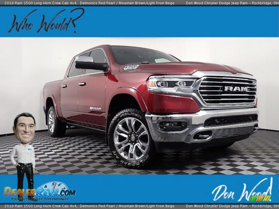 2019 Ram 1500 Long Horn Crew Cab 4x4 Delmonico Red Pearl / Mountain Brown/Light Frost Beige Photo #1