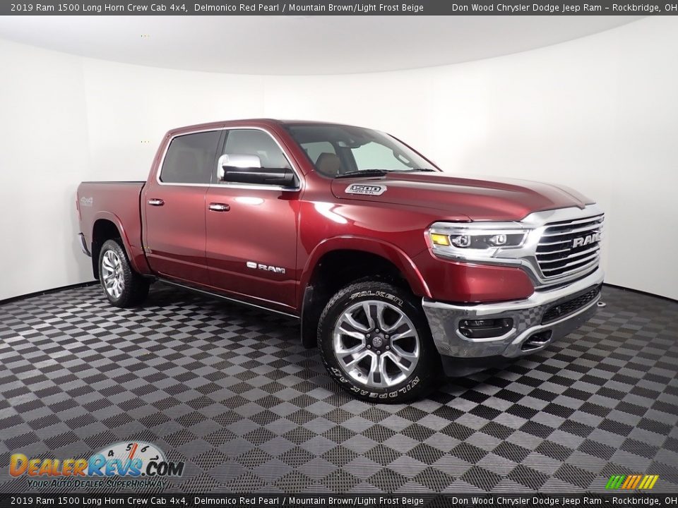2019 Ram 1500 Long Horn Crew Cab 4x4 Delmonico Red Pearl / Mountain Brown/Light Frost Beige Photo #6