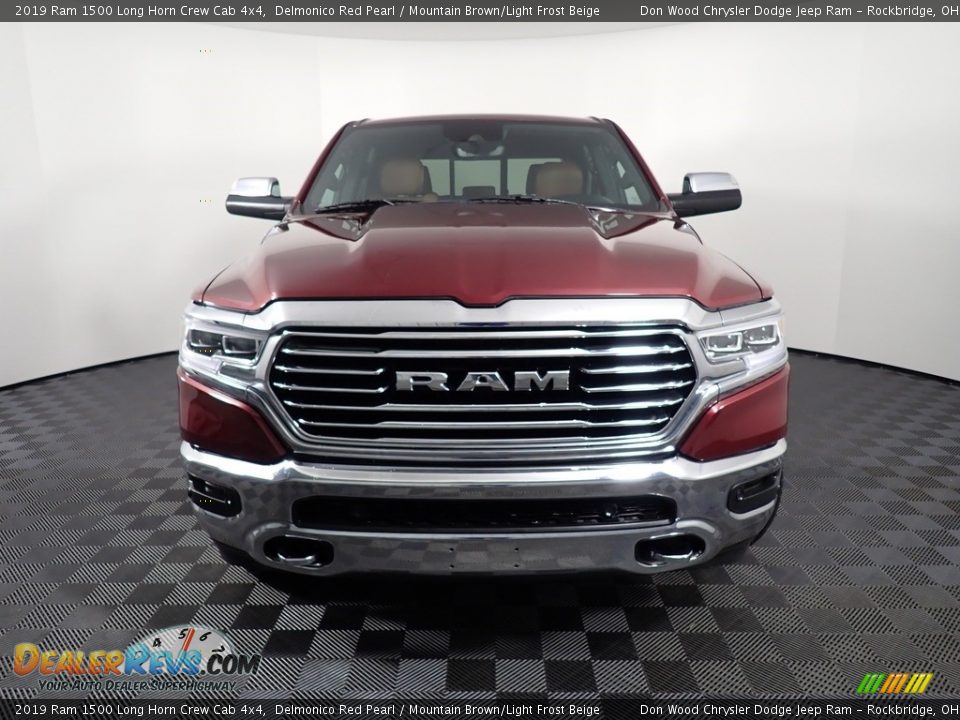 2019 Ram 1500 Long Horn Crew Cab 4x4 Delmonico Red Pearl / Mountain Brown/Light Frost Beige Photo #8