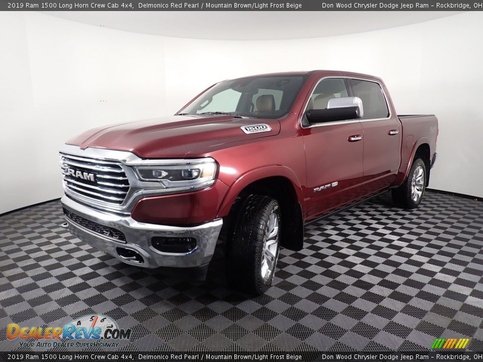 2019 Ram 1500 Long Horn Crew Cab 4x4 Delmonico Red Pearl / Mountain Brown/Light Frost Beige Photo #11