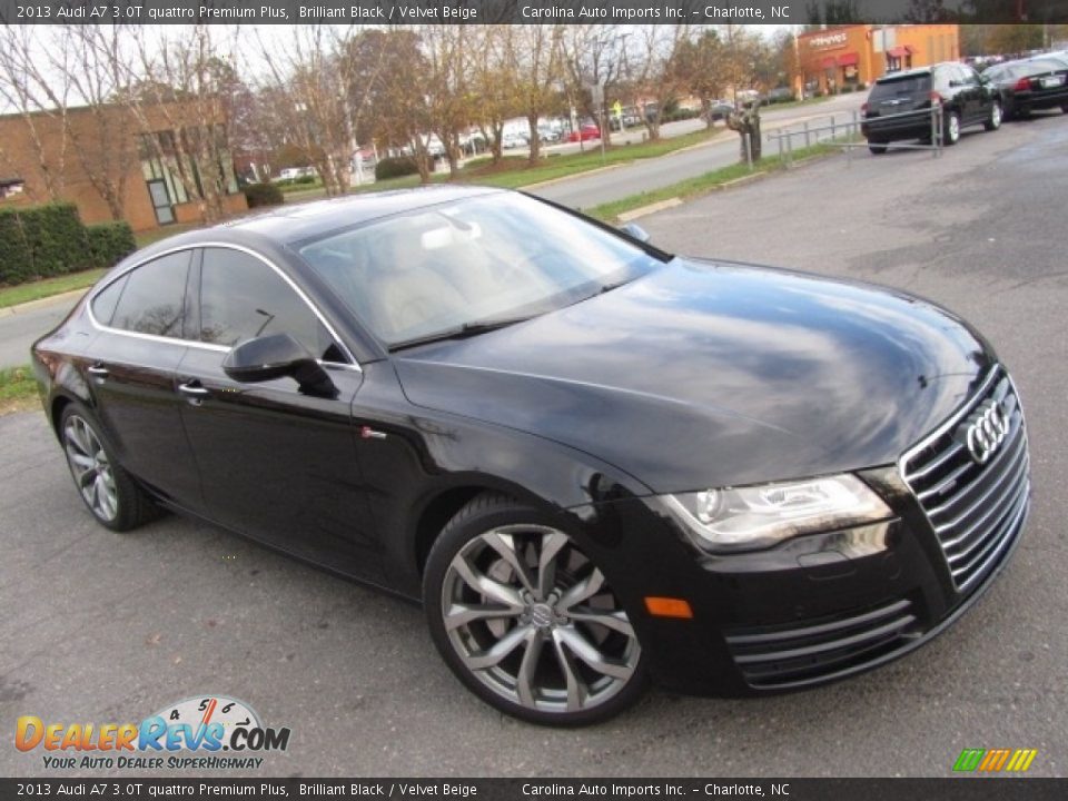 2013 Audi A7 3.0T quattro Premium Plus Brilliant Black / Velvet Beige Photo #3