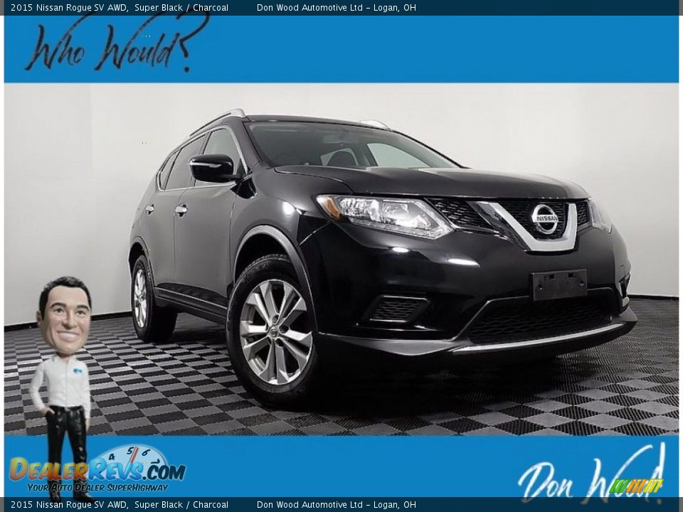 2015 Nissan Rogue SV AWD Super Black / Charcoal Photo #1