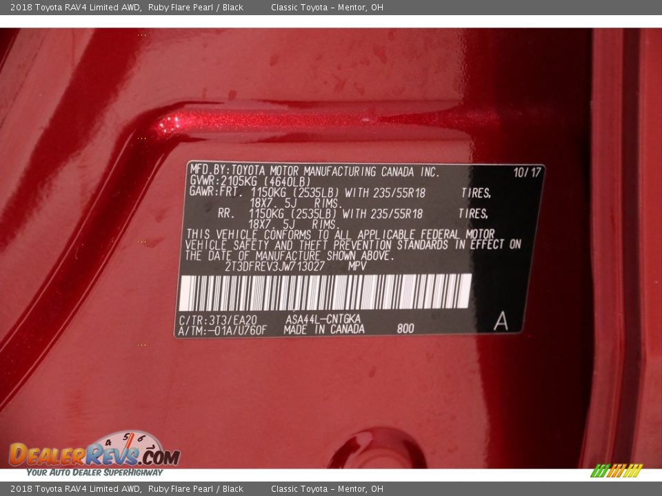 2018 Toyota RAV4 Limited AWD Ruby Flare Pearl / Black Photo #20