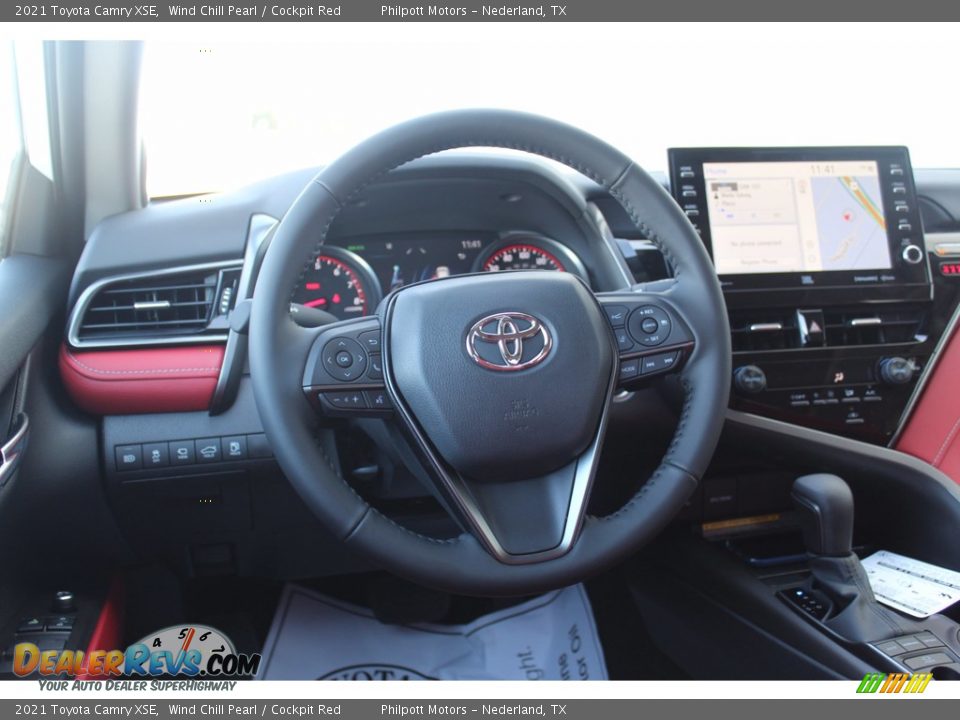2021 Toyota Camry XSE Wind Chill Pearl / Cockpit Red Photo #22