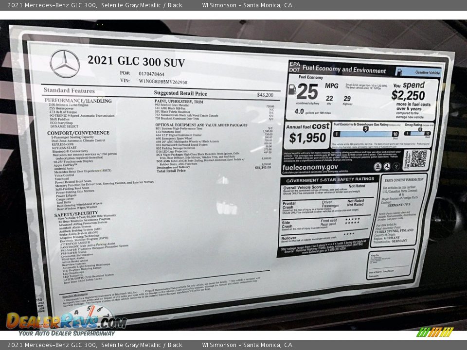 2021 Mercedes-Benz GLC 300 Selenite Gray Metallic / Black Photo #10