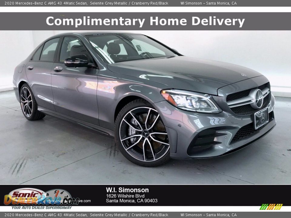 2020 Mercedes-Benz C AMG 43 4Matic Sedan Selenite Grey Metallic / Cranberry Red/Black Photo #1