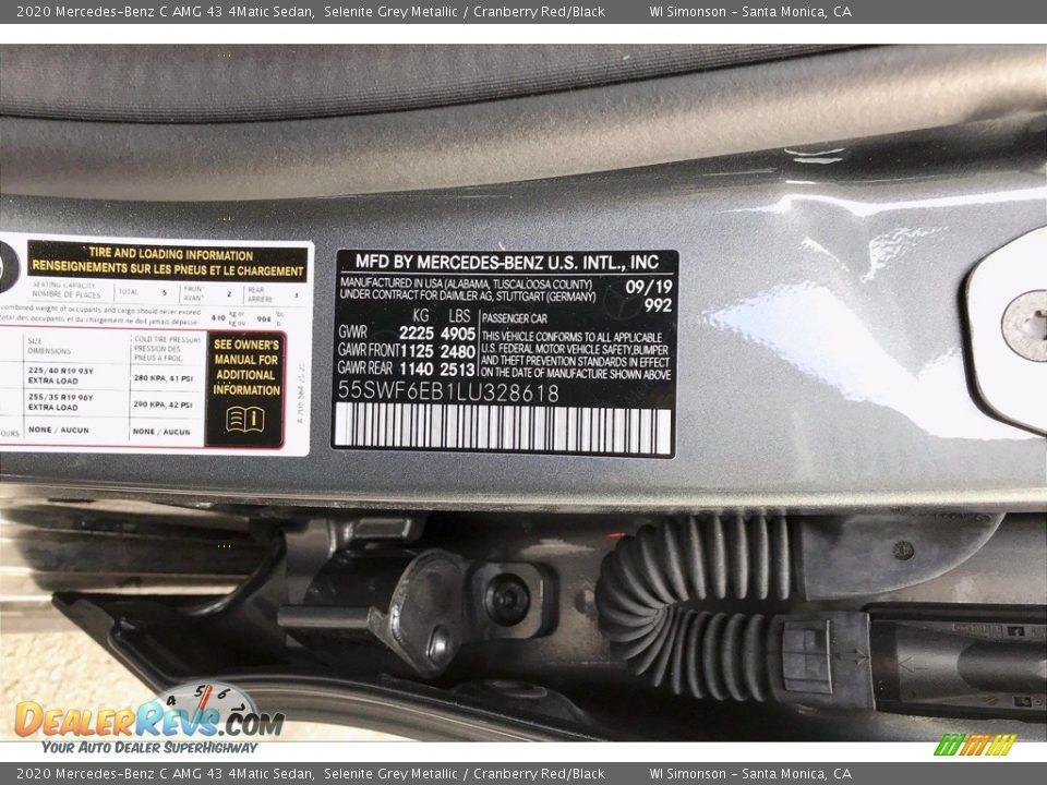 2020 Mercedes-Benz C AMG 43 4Matic Sedan Selenite Grey Metallic / Cranberry Red/Black Photo #11