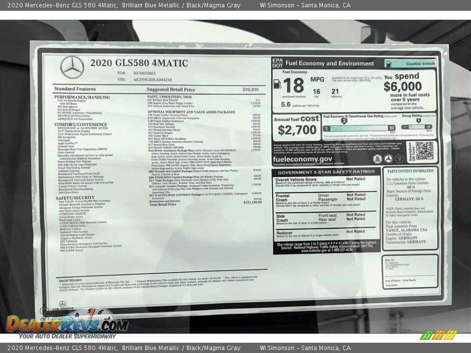 2020 Mercedes-Benz GLS 580 4Matic Brilliant Blue Metallic / Black/Magma Gray Photo #10