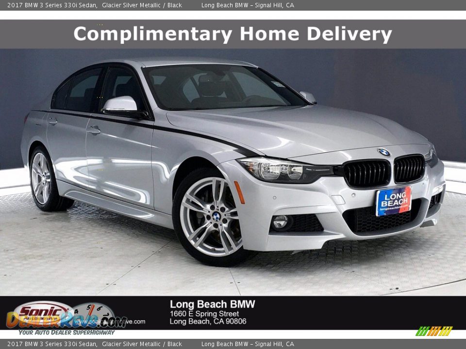 2017 BMW 3 Series 330i Sedan Glacier Silver Metallic / Black Photo #1