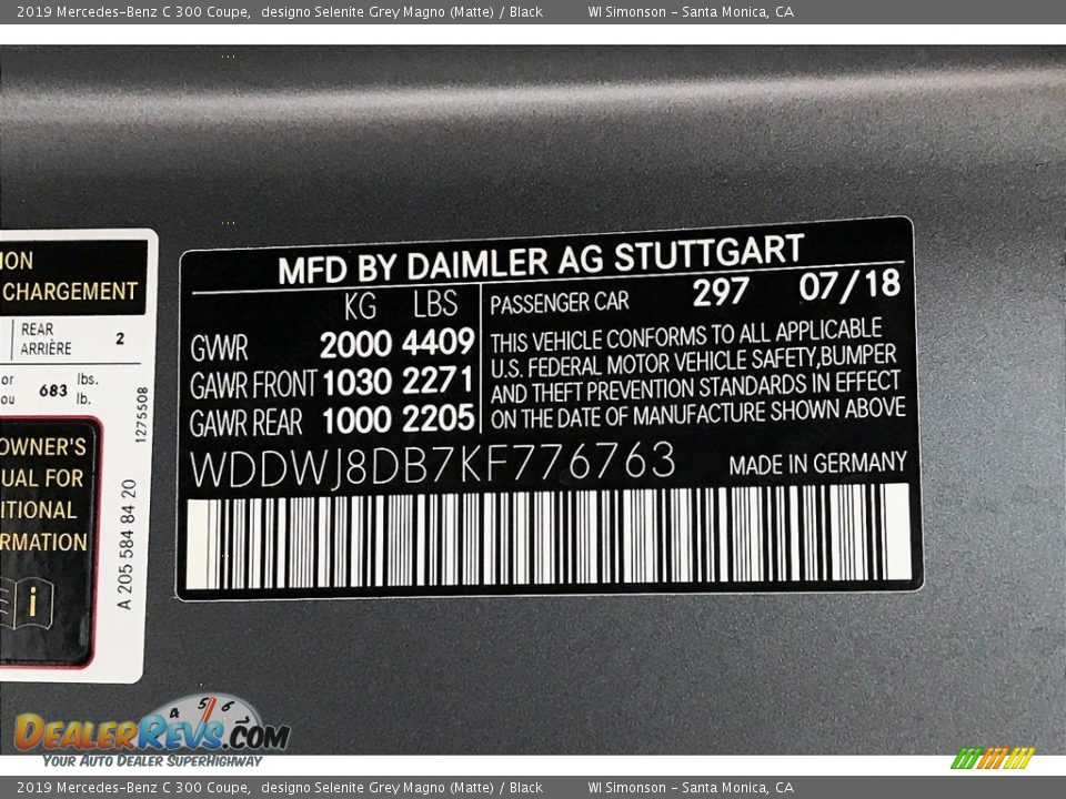 2019 Mercedes-Benz C 300 Coupe designo Selenite Grey Magno (Matte) / Black Photo #33