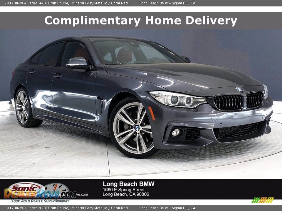 2017 BMW 4 Series 440i Gran Coupe Mineral Grey Metallic / Coral Red Photo #1