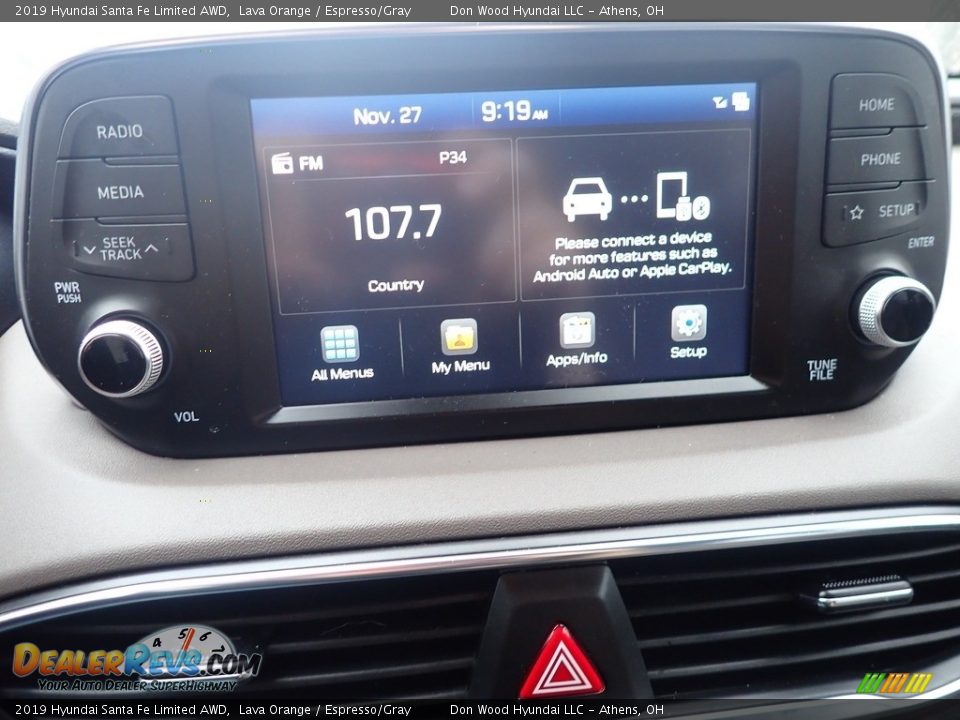 2019 Hyundai Santa Fe Limited AWD Lava Orange / Espresso/Gray Photo #29