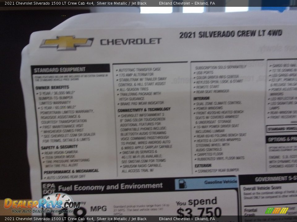 2021 Chevrolet Silverado 1500 LT Crew Cab 4x4 Silver Ice Metallic / Jet Black Photo #35