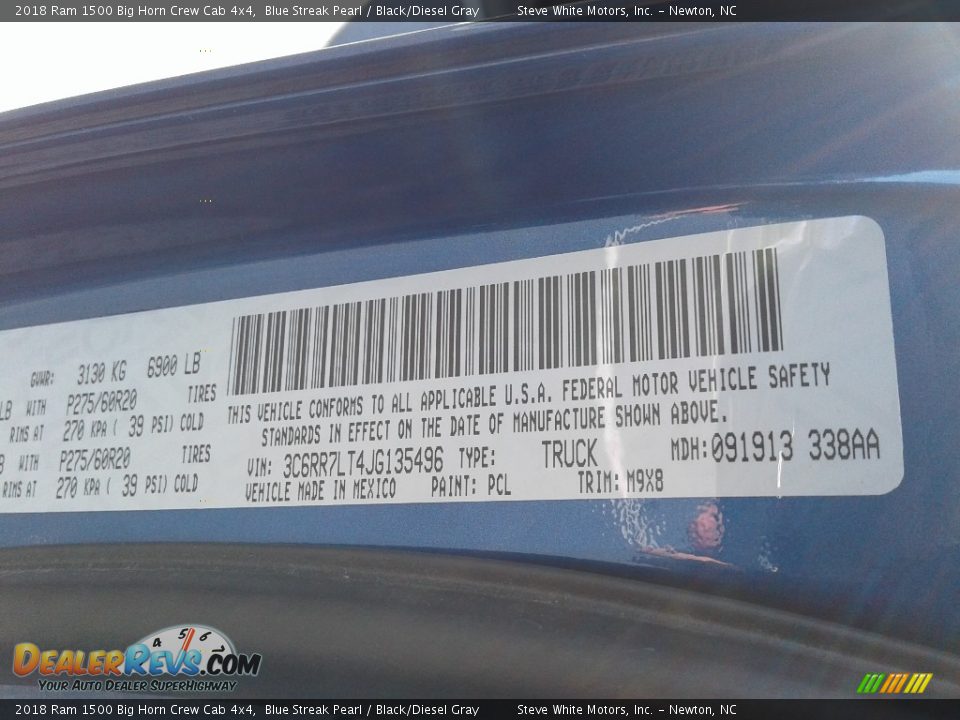 2018 Ram 1500 Big Horn Crew Cab 4x4 Blue Streak Pearl / Black/Diesel Gray Photo #30
