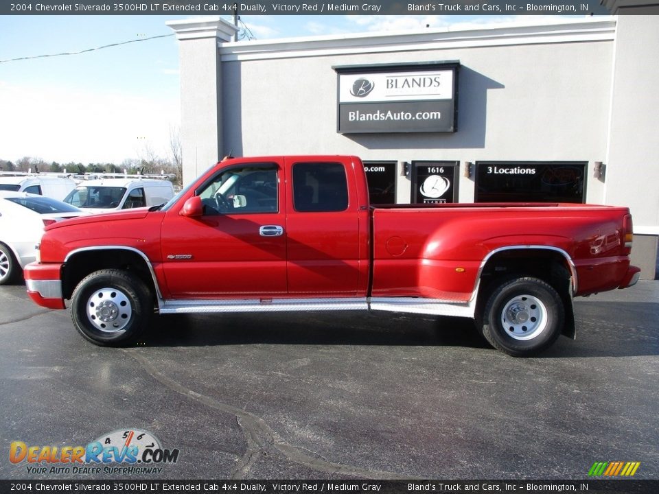 2004 Chevrolet Silverado 3500HD LT Extended Cab 4x4 Dually Victory Red / Medium Gray Photo #1