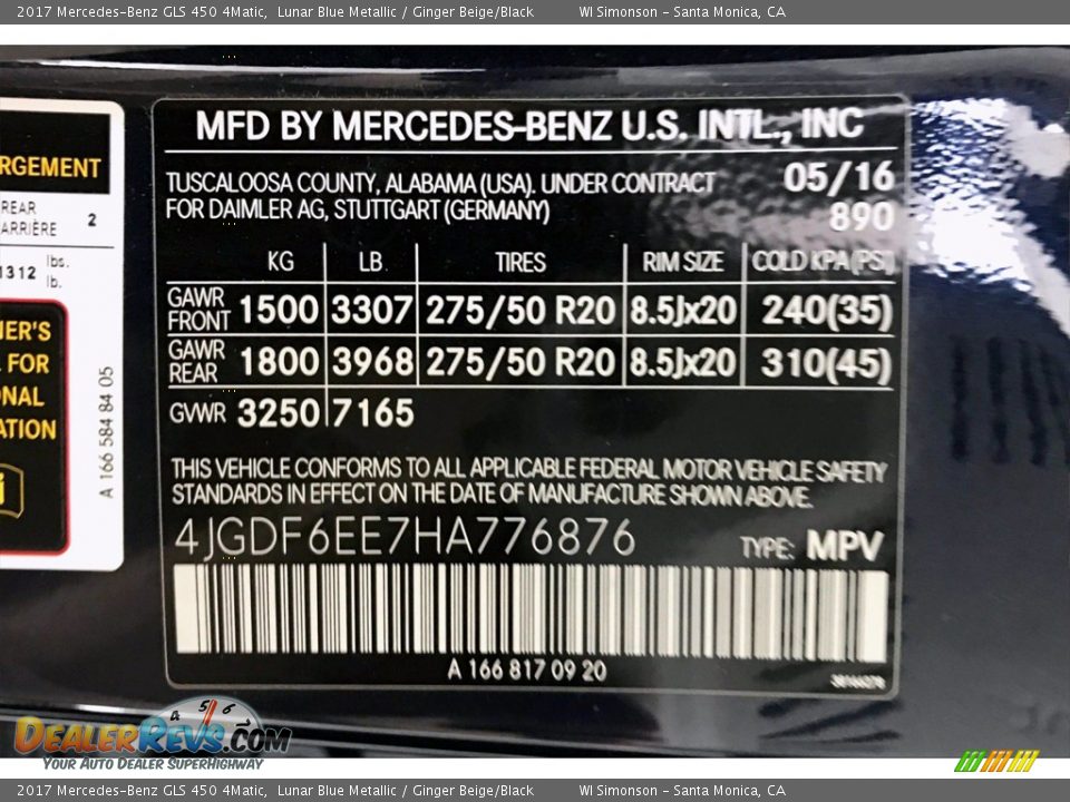 2017 Mercedes-Benz GLS 450 4Matic Lunar Blue Metallic / Ginger Beige/Black Photo #24